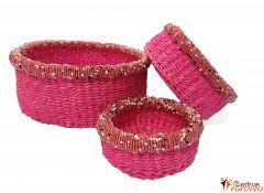 Set košíků růžový s korálky