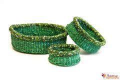 Set košíků zelený s korálky